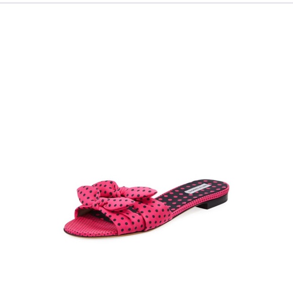 Size 40 - Tabitha Simmons Pink Cleo Polka dots bow slippers - Picture 2 of 12